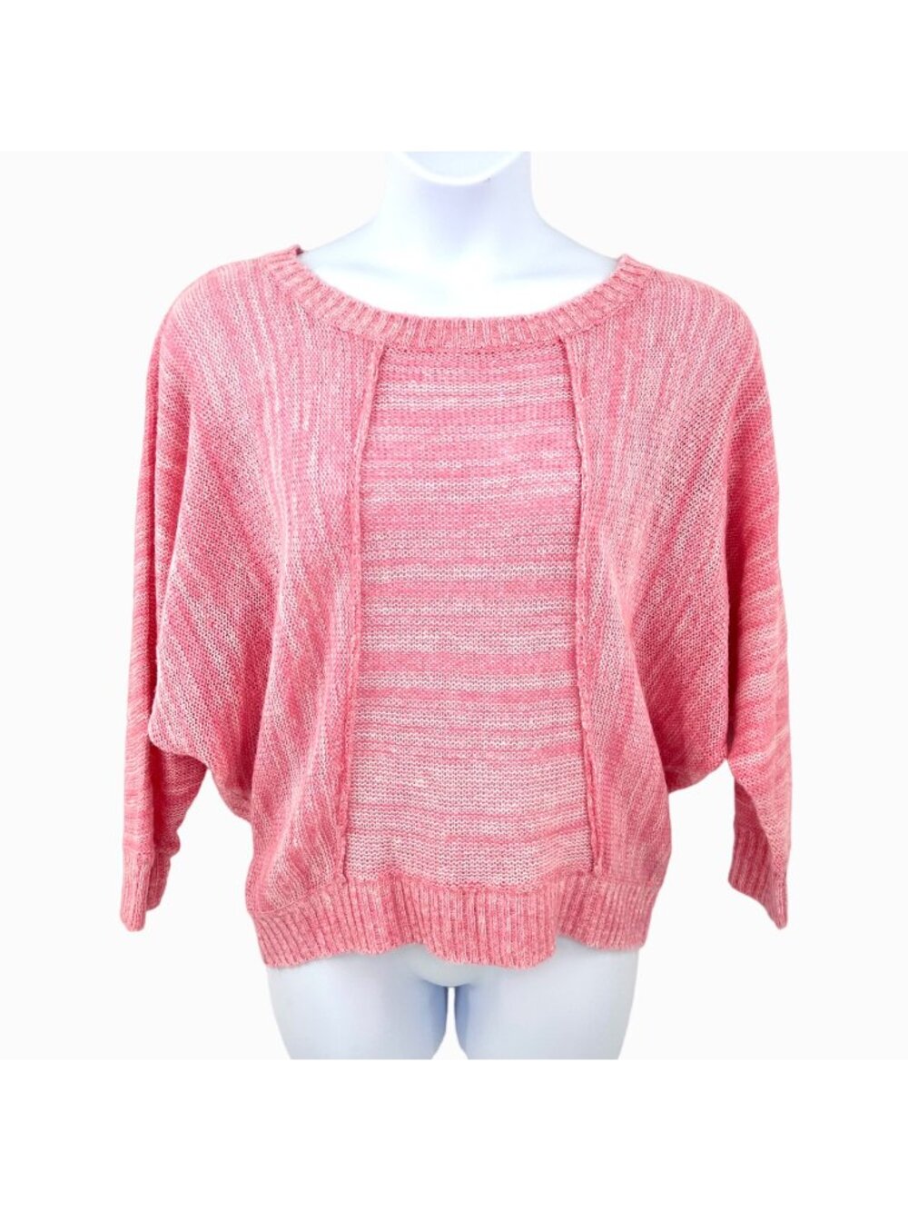 ALFANI PINK & WHITE DOLMAN SLEEVE SWEATER - L